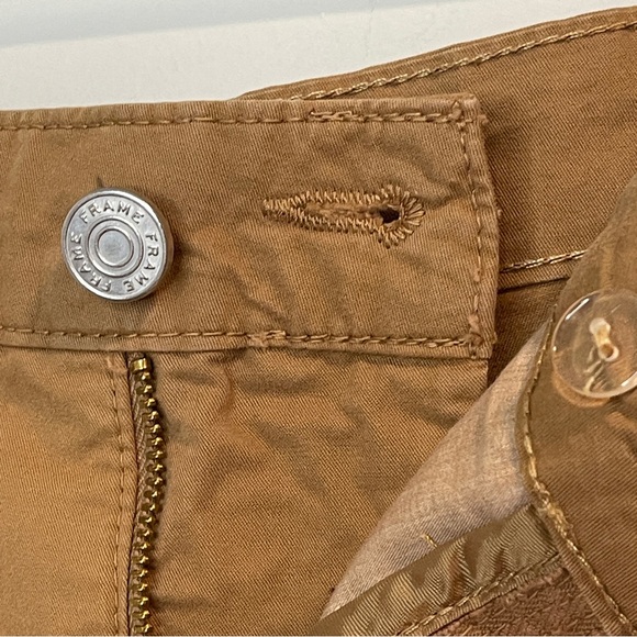 FRAME Pleated cotton-twill wide-leg pants 27 Camel - Picture 6 of 9